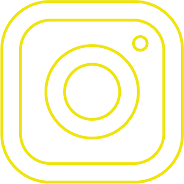 outlined instagram logo with a yellow stroke